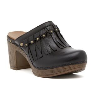 Dansko Deni Leather Fringe Tassel Mule Heel Clogs Size EU 42